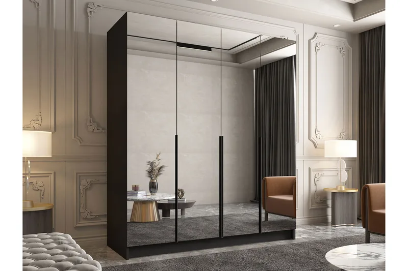 Vadstena Garderob med Spegel 200 cm - Svart - Products - Förvaring - Garderober & garderobssystem