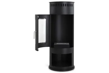 Corbo Fristående Rund Etanolkamin 112x45x45 cm i Glas och rostfritt stål - Svart - Products - Inredning - Kaminer - Kamin utan skorsten - Etanolkamin