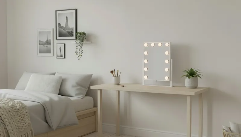 Glow Liten Sminkspegel på fot 36,5 cm med LED Belysning/Lampor Holywood spegel - Vit - Products - Inredning - Spegel - Sminkspegel