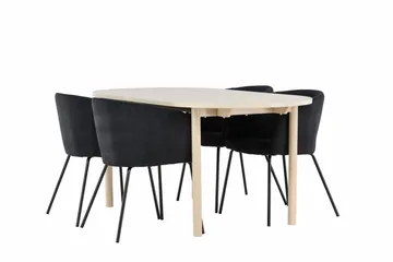 Andy Matgrupp 180 cm Oval med 4 Berit stolar - Whitewash/Svart - Products - Möbler - Bord & matgrupp - Matgrupp