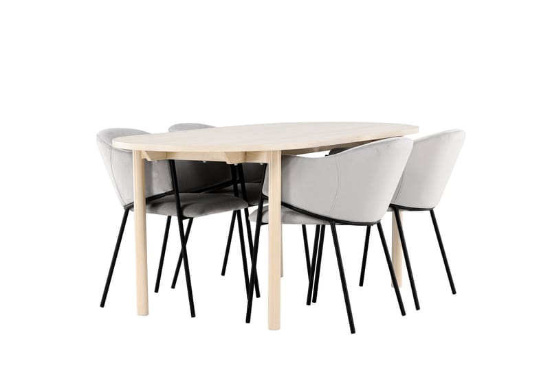 Andy Matgrupp 180 cm Oval med 4 Evelina stolar - Whitewash/Grå - Products - Möbler - Bord & matgrupp - Matgrupp