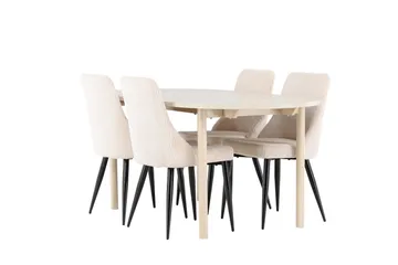 Andy Matgrupp 180 cm Oval med 4 Leone stolar - Whitewash/Beige - Products - Möbler - Bord & matgrupp - Matgrupp
