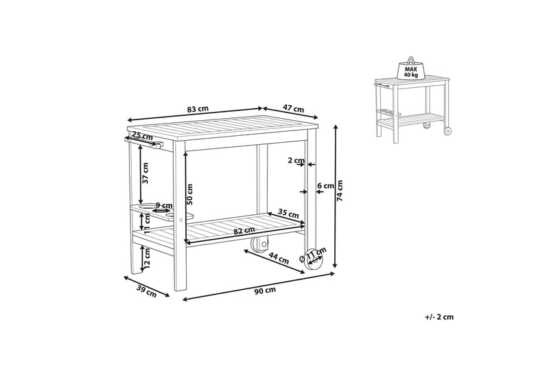 Gaetano Sidobord 47 cm - Ljust trä - Products - Möbler - Bord & matgrupp - Avlastningsbord & sidobord - Brickbord & småbord