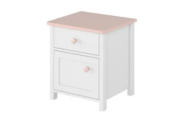 Hilts Sängbord Barn 42 cm med Förvaring Låda + Skåp Vit||Pink - Products - Möbler - Bord & matgrupp - Avlastningsbord & sidobord - Sängbord & nattduksbord