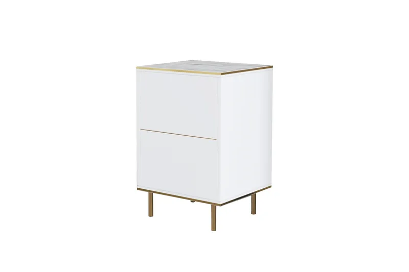Imaj Sängbord 40 cm, Vit marmor/Guld