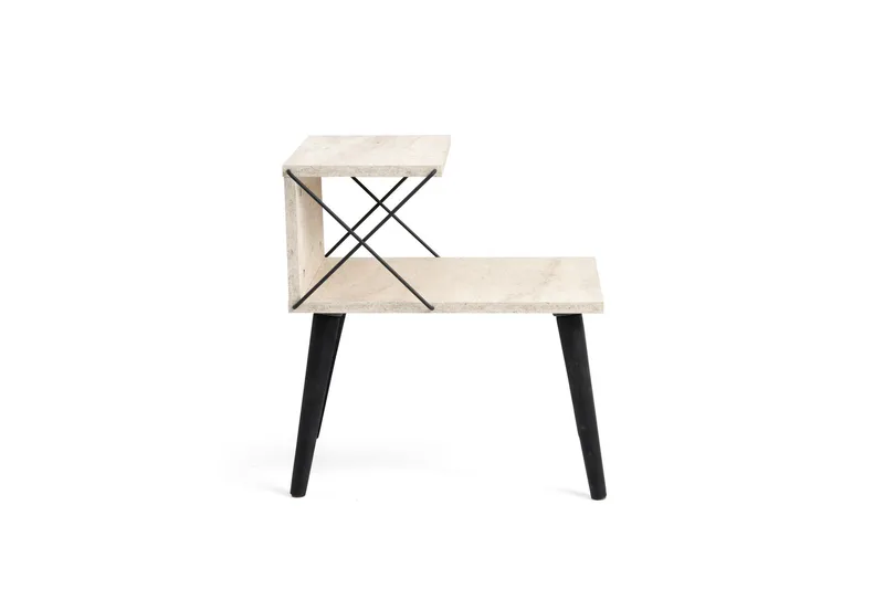 Kaysie Sängbord 50 cm, Svart/Marmor