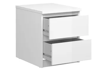 Naia Sängbord 40 cm med Förvaring 2 Lådor - Vit Högglans - Products - Möbler - Bord & matgrupp - Avlastningsbord & sidobord - Sängbord & nattduksbord