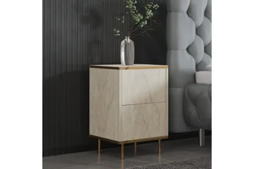 Nattduksbord Imaj Travertin / Rany - Beige/Guld - Products - Möbler - Bord & matgrupp - Avlastningsbord & sidobord - Sängbord & nattduksbord