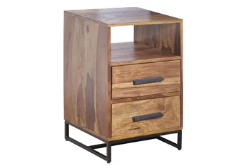 Sängbord Wohnling Massivt trä för kontinentalsängar med 2 lådor förvaringshylla lantlig stil - Products - Möbler - Bord & matgrupp - Avlastningsbord & sidobord - Sängbord & nattduksbord