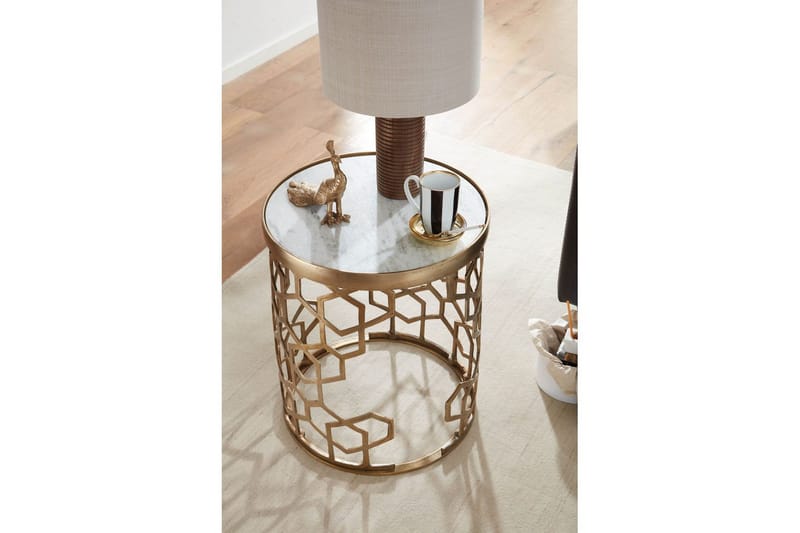 Sido bord Wohnling Äkta marmor rund 44 cm honungskake-optik bas modern - Products - Möbler - Bord & matgrupp - Avlastningsbord & sidobord - Brickbord & småbord
