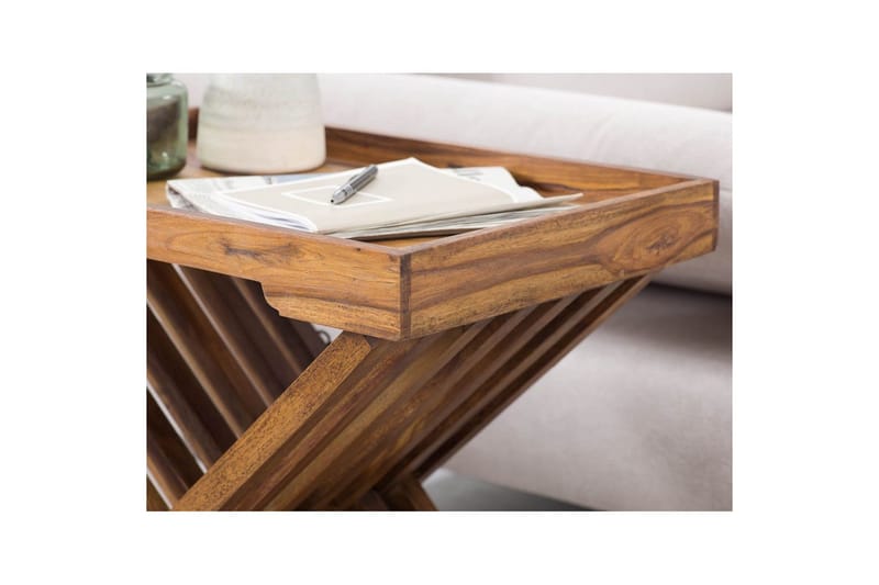 Sido bord Wohnling Rustik massivt trä hopfällbar korsbensdesign lantligt - Products - Möbler - Bord & matgrupp - Avlastningsbord & sidobord - Brickbord & småbord