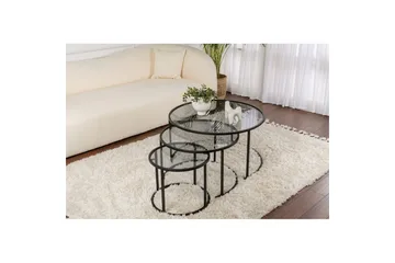 Soffbordset 3 delar Rikiya Svart Grå - Svart Grå - Products - Möbler - Bord & matgrupp - Avlastningsbord & sidobord - Satsbord