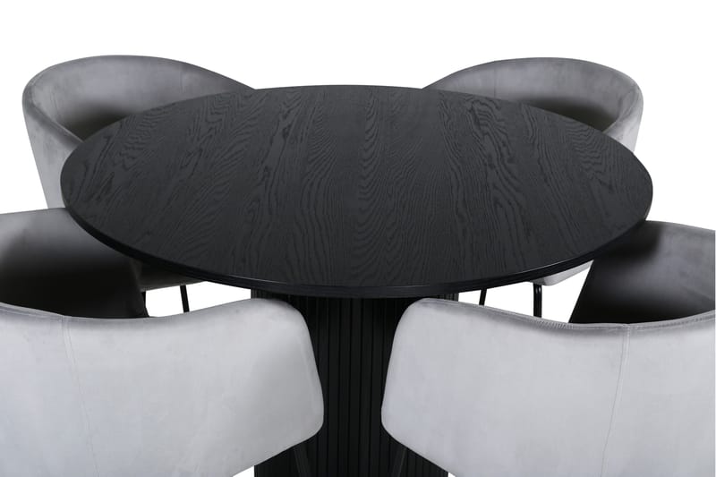 Bianca Matgrupp 110 cm Rund med 4 Berit stolar - Svart - Products - Möbler - Bord & matgrupp - Matgrupp