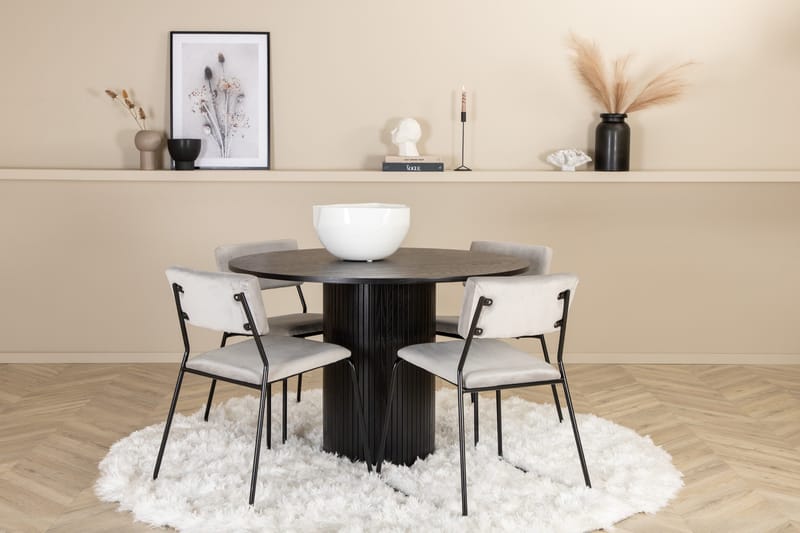 Bianca Matgrupp 110 cm Rund med 4 Kenth stolar - Svart - Products - Möbler - Bord & matgrupp - Matgrupp