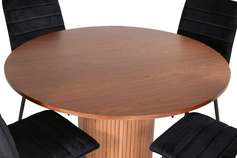 Bianca Matgrupp 110 cm Rund med 4 Windu Lyx stolar - Svart - Products - Möbler - Bord & matgrupp - Matgrupp