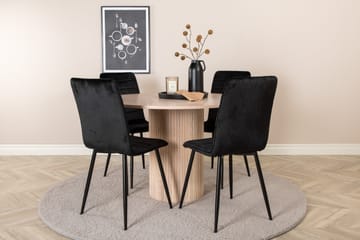 Bianca Matgrupp 110 cm Rund med 4 Windu Lyx stolar - Svart - Products - Möbler - Bord & matgrupp - Matgrupp