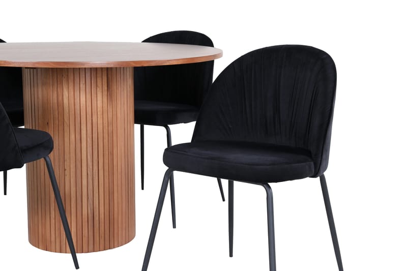 Bianca Matgrupp 110 cm Rund med 4 Wrinkles stolar - Svart - Products - Möbler - Bord & matgrupp - Matgrupp