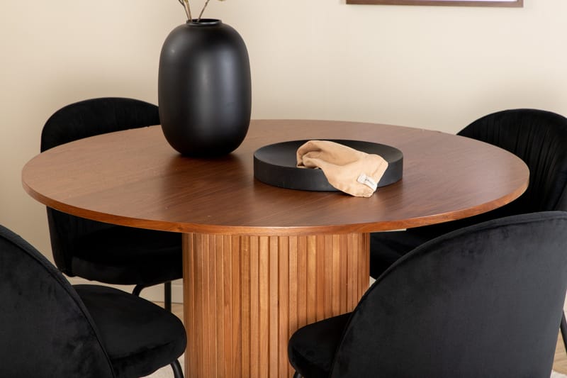 Bianca Matgrupp 110 cm Rund med 4 Wrinkles stolar - Svart - Products - Möbler - Bord & matgrupp - Matgrupp