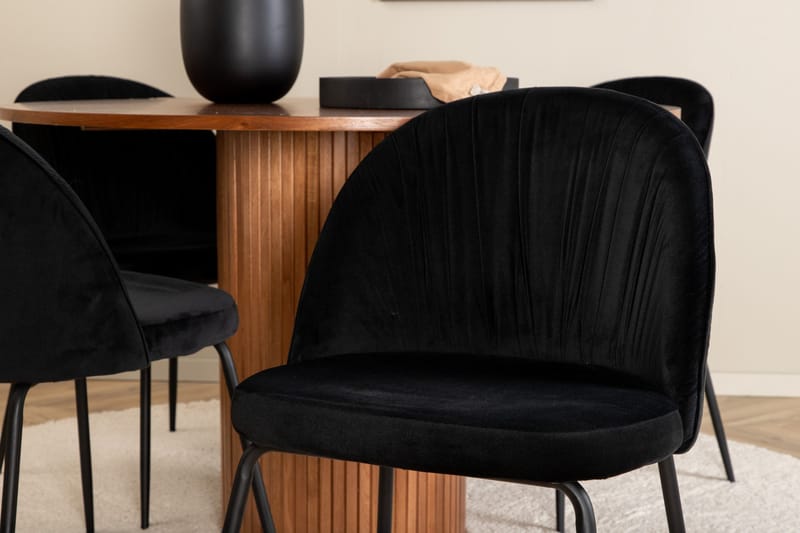 Bianca Matgrupp 110 cm Rund med 4 Wrinkles stolar - Svart - Products - Möbler - Bord & matgrupp - Matgrupp