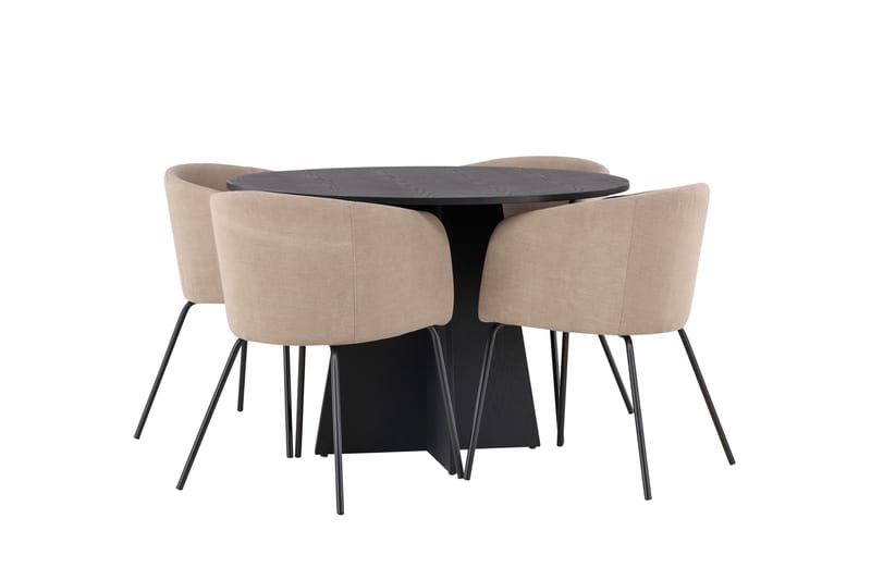 Bootcut Matgrupp 110 cm Rund med 4 Berit stolar - Beige - Products - Möbler - Bord & matgrupp - Matgrupp