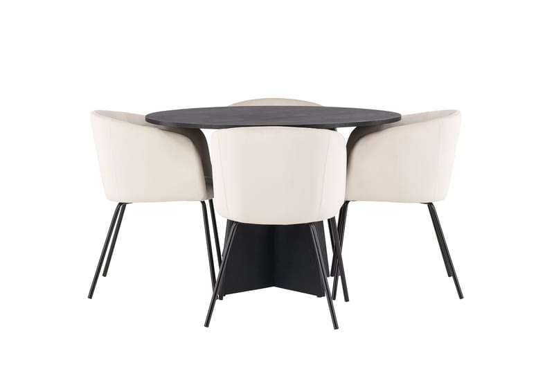 Bootcut Matgrupp 110 cm Rund med 4 Berit stolar - Beige - Products - Möbler - Bord & matgrupp - Matgrupp