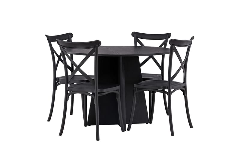 Bootcut Matgrupp 110 cm Rund med 4 Crosett stolar - Svart - Products - Möbler - Bord & matgrupp - Matgrupp