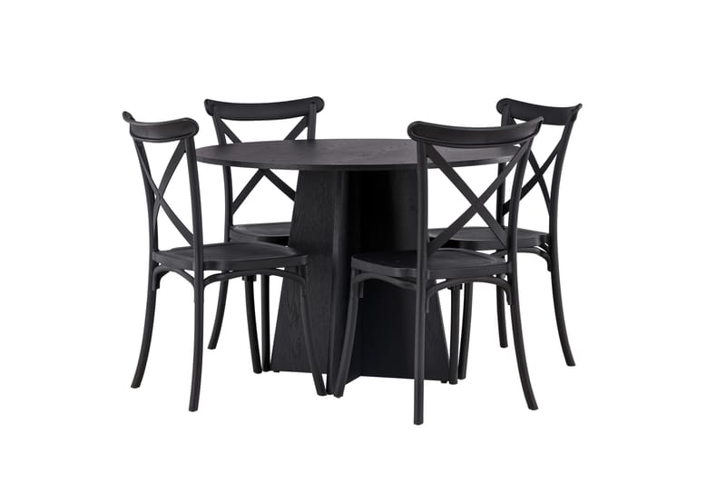 Bootcut Matgrupp 110 cm Rund med 4 Crosett stolar - Svart - Products - Möbler - Bord & matgrupp - Matgrupp