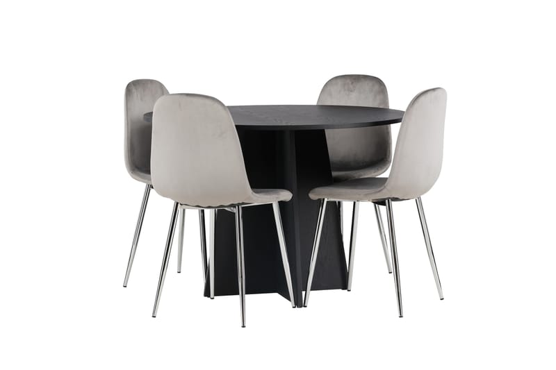 Bootcut Matgrupp 110 cm Rund med 4 Eva stolar - Svart - Products - Möbler - Bord & matgrupp - Matgrupp