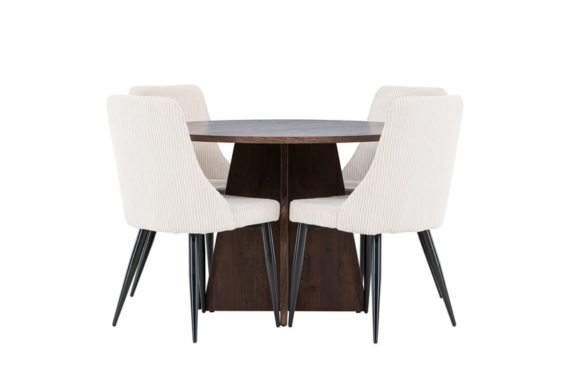 Bootcut Matgrupp 110 cm Rund med 4 Leone stolar - Mocca/Beige - Products - Möbler - Bord & matgrupp - Matgrupp
