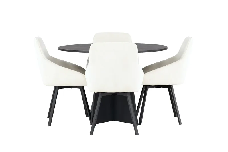 Bootcut Matgrupp 110 cm Rund med 4 Rosie stolar, Beige