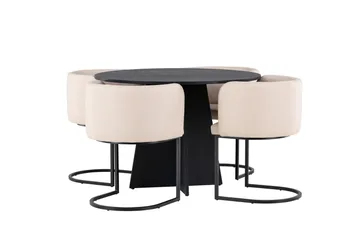 Bootcut Matgrupp 110 cm Rund med 4 Simrishman stolar - Beige - Products - Möbler - Bord & matgrupp - Matgrupp