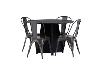 Bootcut Matgrupp 110 cm Rund med 4 Tempe stolar - Svart - Products - Möbler - Bord & matgrupp - Matgrupp