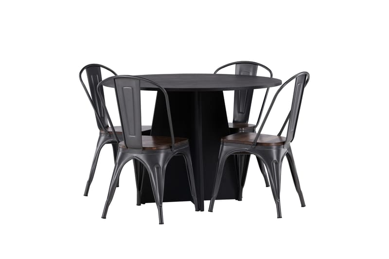 Bootcut Matgrupp 110 cm Rund med 4 Tempe stolar - Svart - Products - Möbler - Bord & matgrupp - Matgrupp