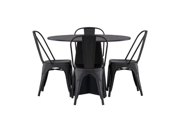 Bootcut Matgrupp 110 cm Rund med 4 Tempe Stolar - Svart - Products - Möbler - Bord & matgrupp - Matgrupp