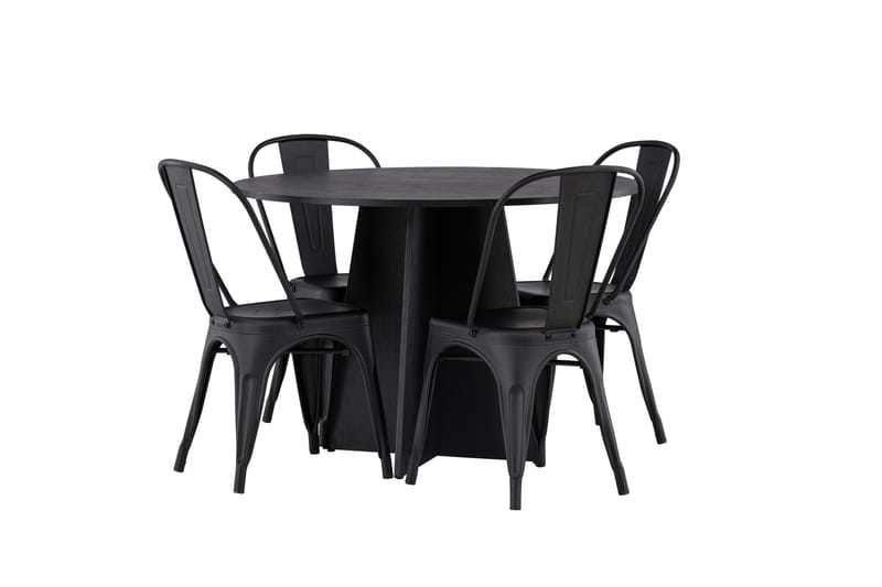 Bootcut Matgrupp 110 cm Rund med 4 Tempe Stolar - Svart - Products - Möbler - Bord & matgrupp - Matgrupp