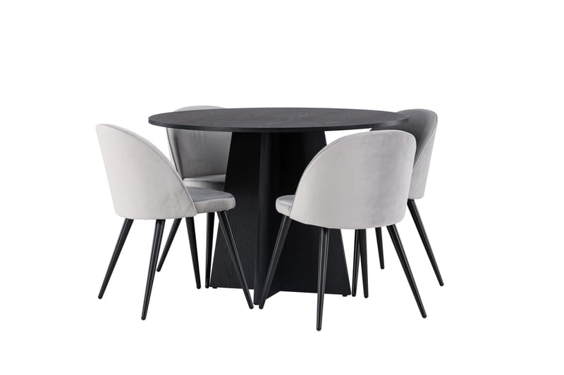 Bootcut Matgrupp 110 cm Rund med 4 Velvet stolar - Svart - Products - Möbler - Bord & matgrupp - Matgrupp