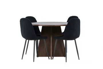 Bootcut Matgrupp 110 cm Rund med 4 Polar stolar - Mocca/Svart - Products - Möbler - Bord & matgrupp - Matgrupp