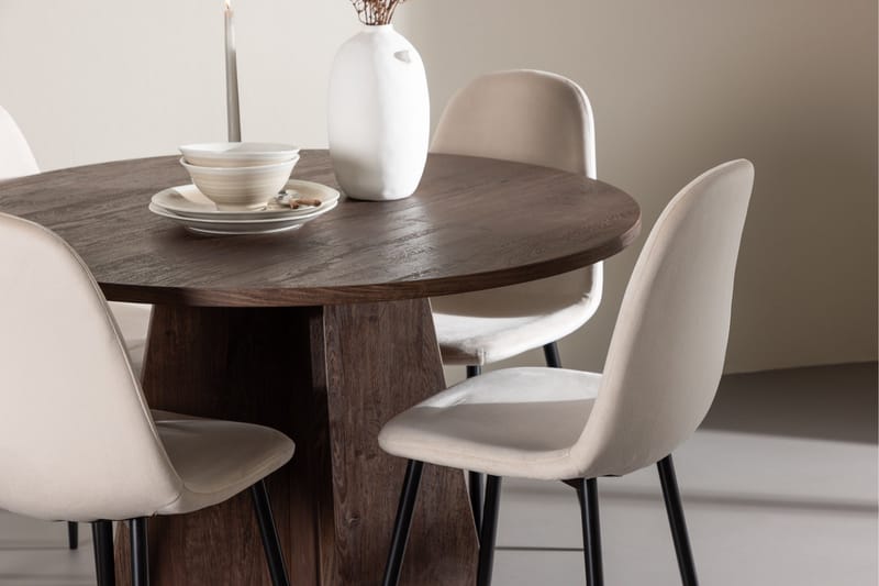 Bootcut Matgrupp 110 cm Rund med 4 Polar stolar - Mocca/Beige - Products - Möbler - Bord & matgrupp - Matgrupp