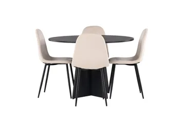 Bootcut Matgrupp 110 cm Rund med 4 Polar stolar - Beige - Products - Möbler - Bord & matgrupp - Matgrupp