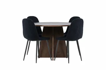 Bootcut Matgrupp 110 cm Rund med 4 Polar stolar - Mocca/Svart - Products - Möbler - Bord & matgrupp - Matgrupp