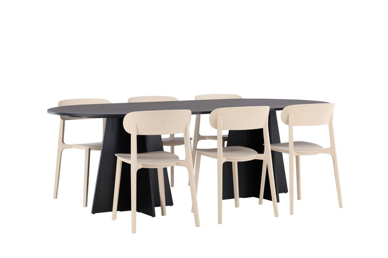 Bootcut Matgrupp 230 cm Oval med 6 Åstol stolar - Svart - Products - Möbler - Bord & matgrupp - Matgrupp