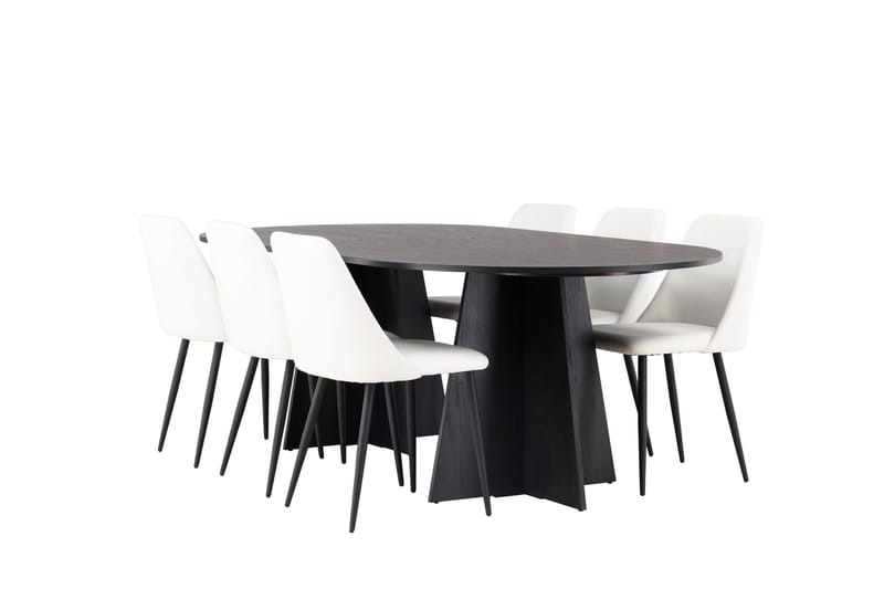 Bootcut Matgrupp 230 cm Oval med 6 Night stolar - Svart - Products - Möbler - Bord & matgrupp - Matgrupp