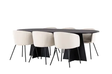 Bootcut Matgrupp 230 cm Rektangulär med 6 Berit stolar - Beige - Products - Möbler - Bord & matgrupp - Matgrupp