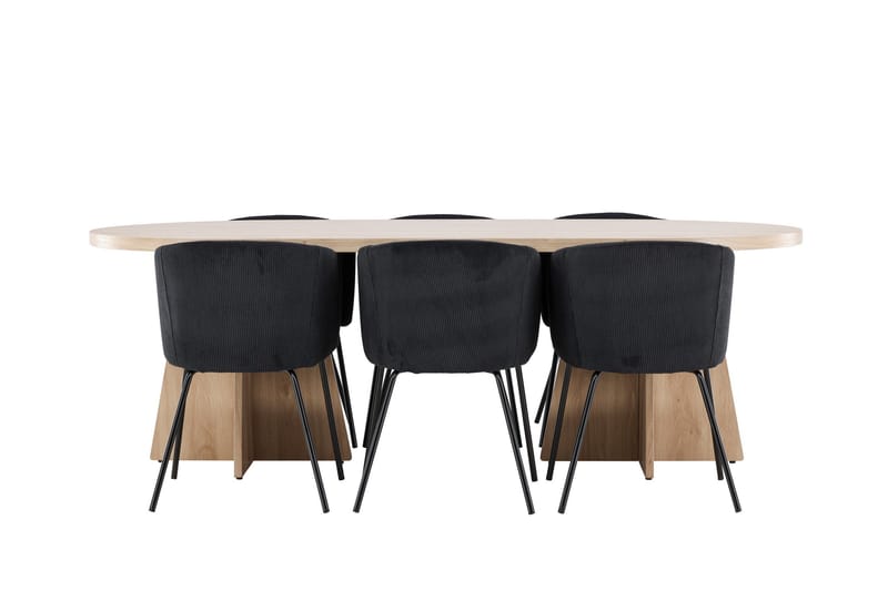 Bootcut Matgrupp 230 cm Rektangulär med 6 Berit stolar - Whitewash/Svart - Products - Möbler - Bord & matgrupp - Matgrupp