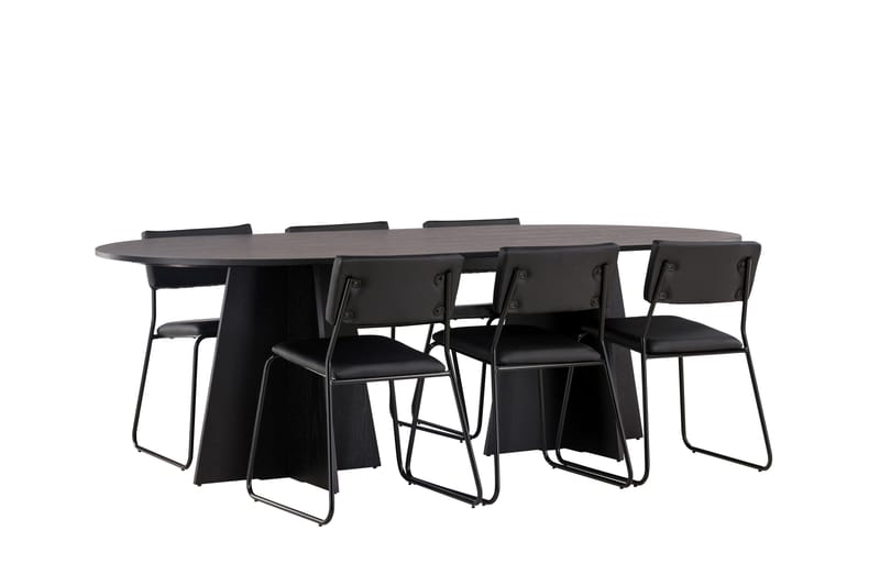 Bootcut Matgrupp 230 cm Rektangulär med 6 Kenth Stolar - Svart - Products - Möbler - Bord & matgrupp - Matgrupp