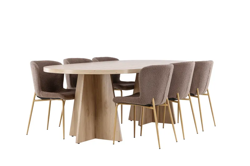 Bootcut Matgrupp 230 cm Rektangulär med 6 Modesto stolar - Whitewash/Brun - Products - Möbler - Bord & matgrupp - Matgrupp