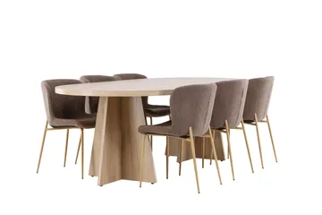 Bootcut Matgrupp 230 cm Rektangulär med 6 Modesto stolar - Whitewash/Brun - Products - Möbler - Bord & matgrupp - Matgrupp