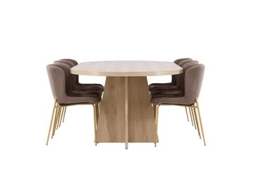 Bootcut Matgrupp 230 cm Rektangulär med 6 Modesto stolar - Whitewash/Brun - Products - Möbler - Bord & matgrupp - Matgrupp