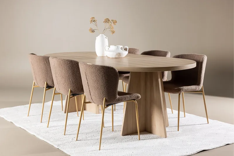 Bootcut Matgrupp 230 cm Rektangulär med 6 Modesto stolar - Whitewash/Brun - Products - Möbler - Bord & matgrupp - Matgrupp