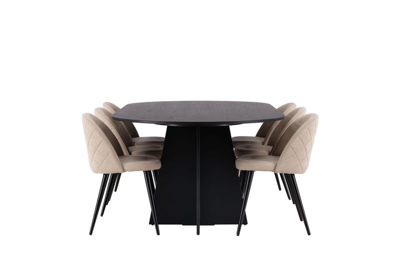 Bootcut Matgrupp 230 cm Rektangulär med 6 Velvet stolar - Beige - Products - Möbler - Bord & matgrupp - Matgrupp